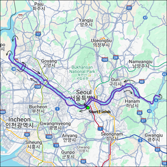 란도너스 퍼머넌트 PT-163 한강 투어 GPX 코스파일