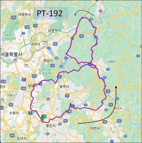 란도너스 퍼머넌트 PT-192 남한강과 유명산 GPX 코스파일