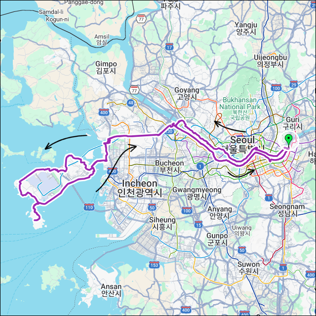 란도너스 퍼머넌트 PT-208 서울-영종 자전거도로 GPX 코스파일