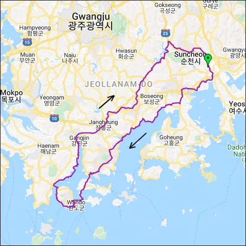 란도너스 퍼머넌트 PT-49 전라남도 경험 GPX 코스파일