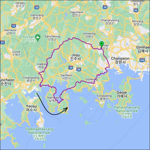 란도너스 퍼머넌트 PT-65 남해안 관광 GPX 코스파일