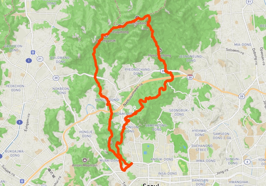 인왕산-북한산-북악 연계 21K