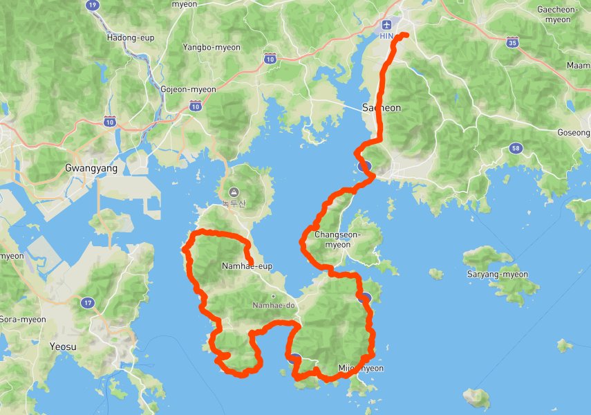 사천-남해군 창선도, 다랭이마을, 바다 자전거 라이딩 GPX 코스파일